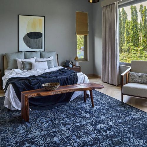 blue color bedroom rugs